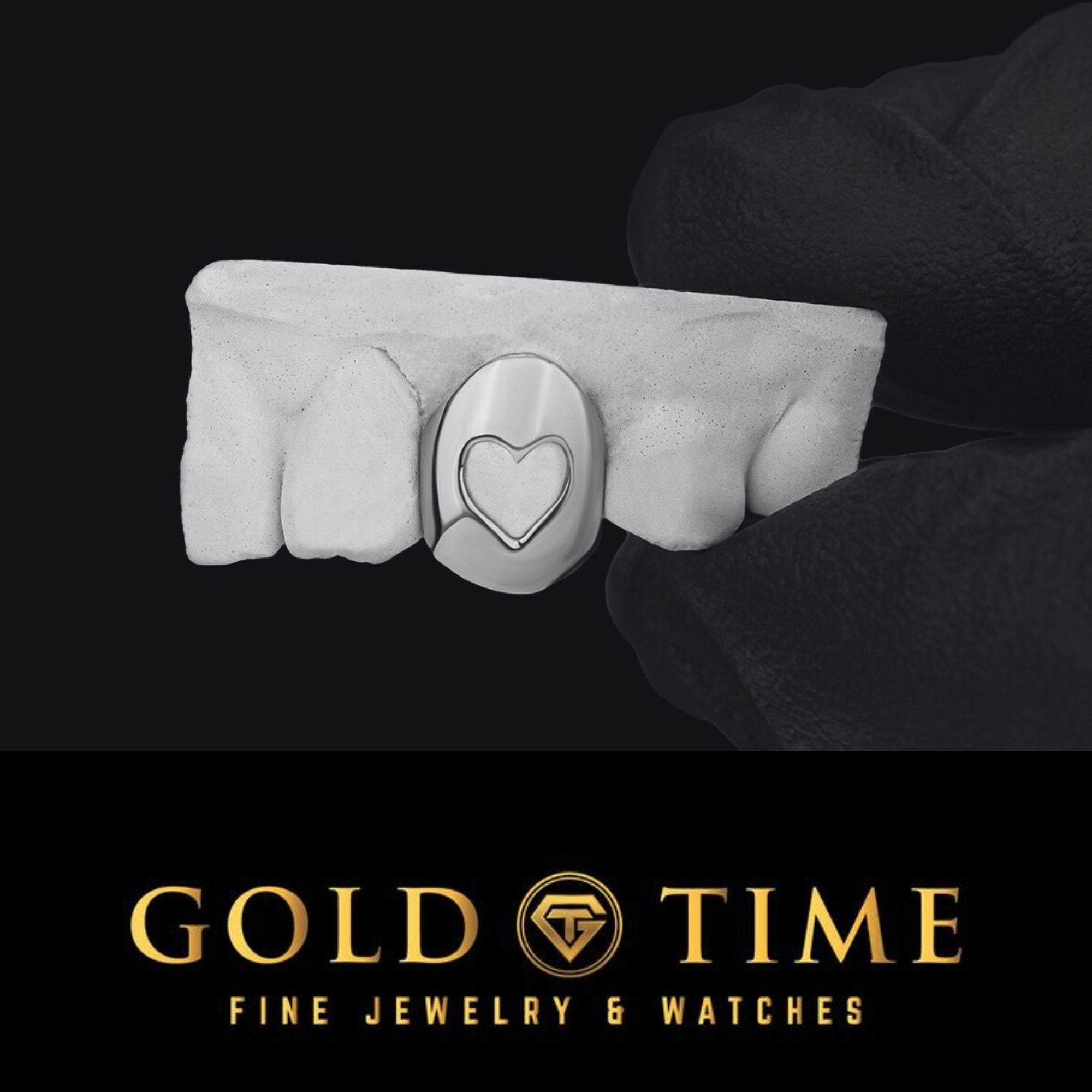 Custom Single Tooth Grillz with Shape Cut-Out - Made to Order Gold or Silver Cap - Includes Mold Kit - Tooth Jewelry - Heart, Star, Letter