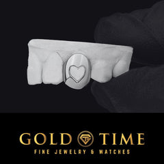 Custom Single Tooth Grillz with Shape Cut-Out - Made to Order Gold or Silver Cap - Includes Mold Kit - Tooth Jewelry - Heart, Star, Letter