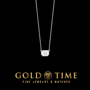 Full view of the sterling silver initial necklace showing the 18 inch cable chain