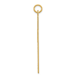 Side profile of the personalized cross pendant showing its slim thickness and open bail