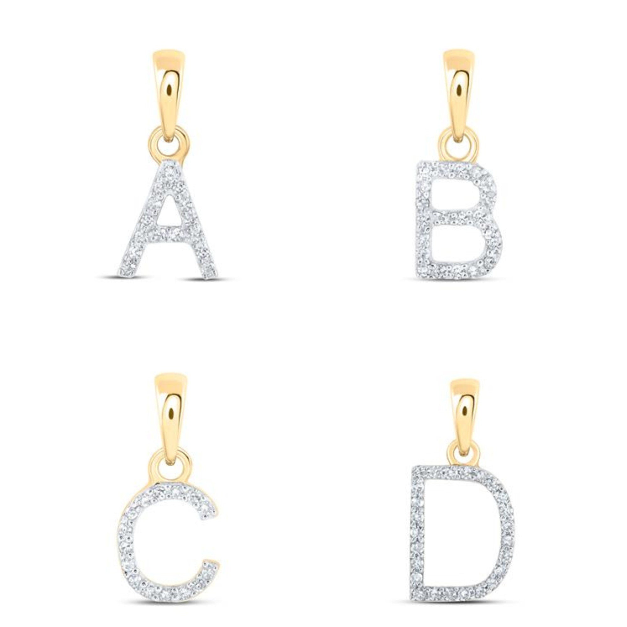 10k Gold & Diamond Initial Pendant - .25 CTTW Natural Diamonds - Personalized Letter Charm Necklace - Custom Dangling Name Jewelry