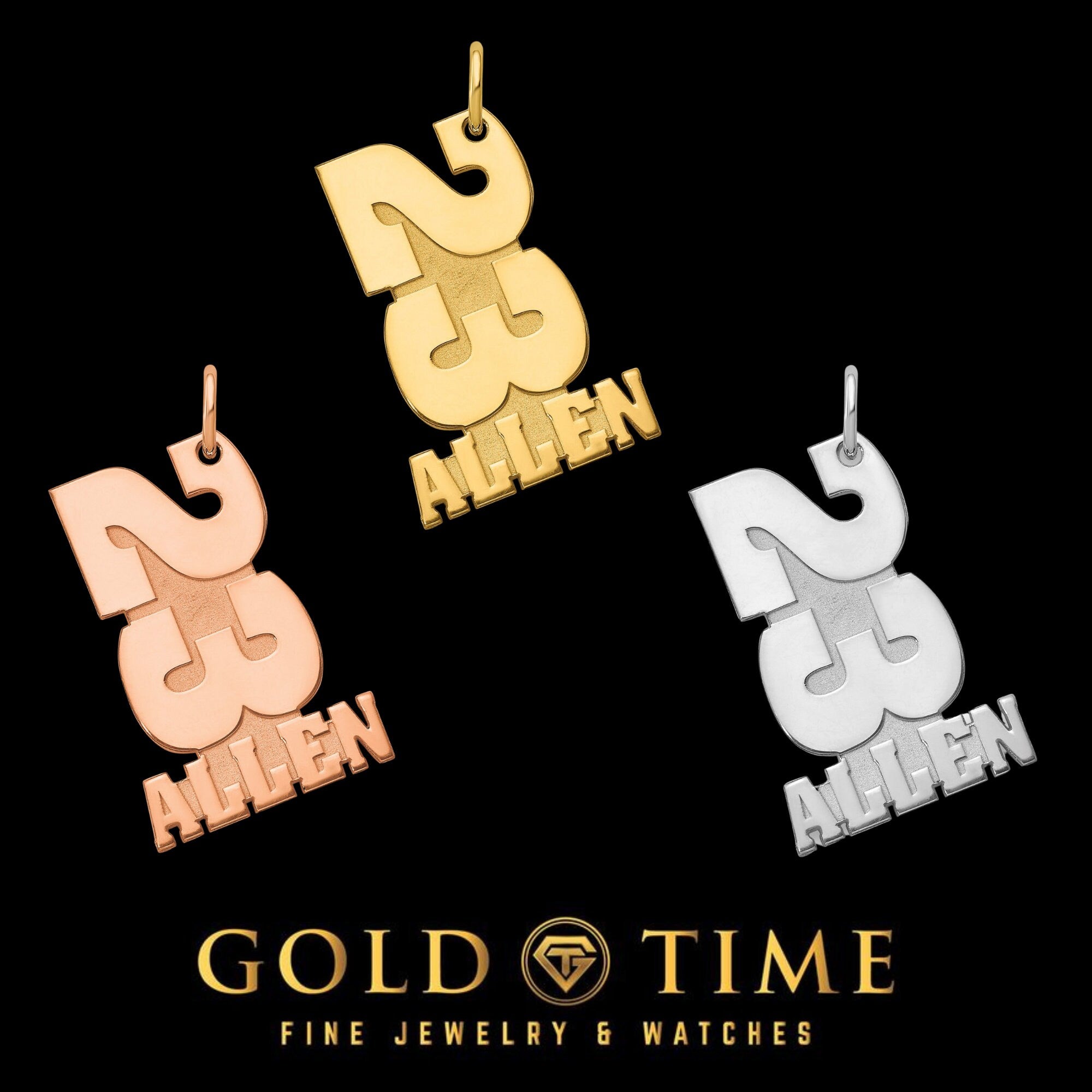 Custom Name and Number Charm Pendant  Stacked Sports Necklace or Bracelet Charm in Silver or Gold  Personalized Athlete Gift