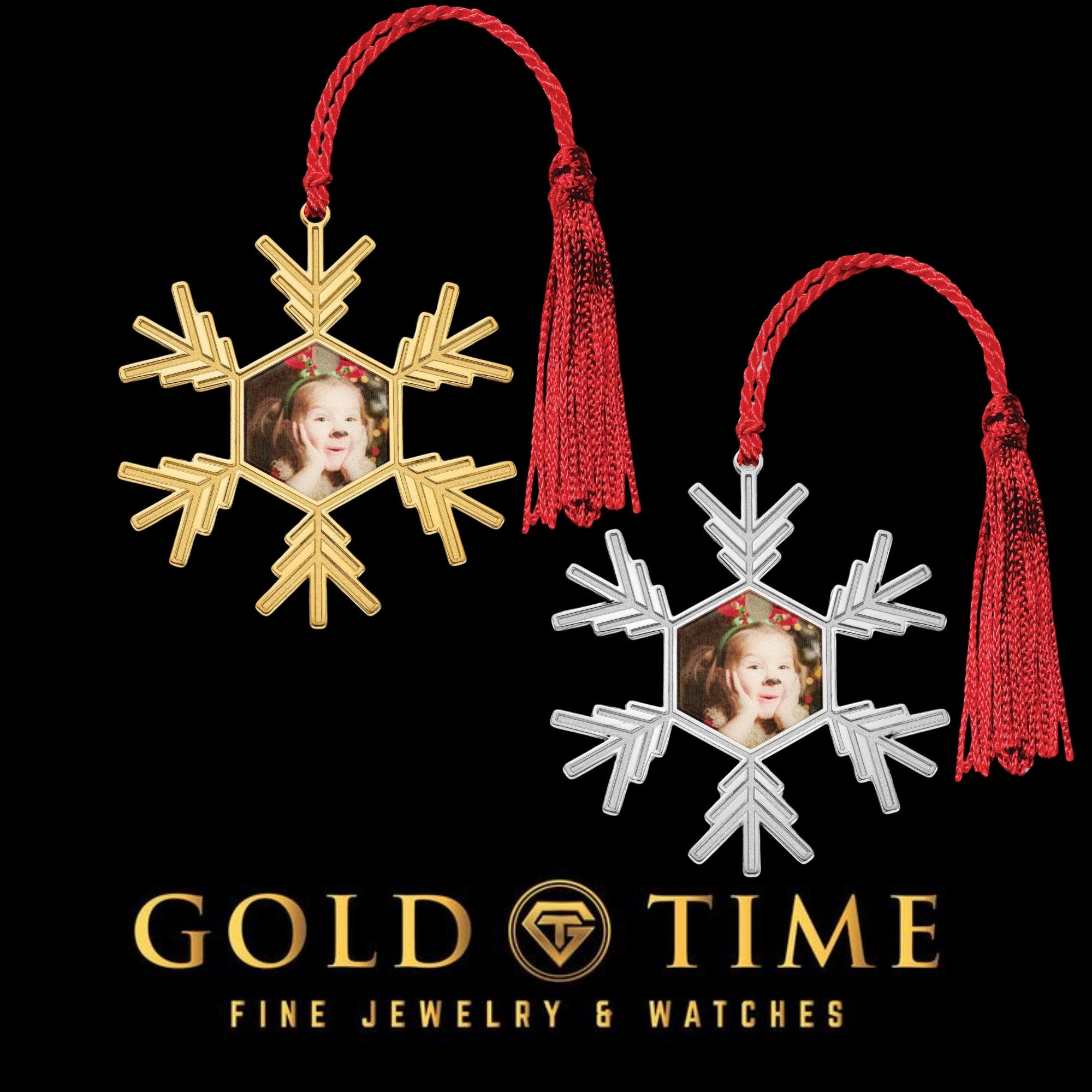 Custom Gold-Plated Snowflake Photo Ornament  Personalized Christmas Gift  Sterling Silver or Gold Finish  Holiday Keepsake with Picture