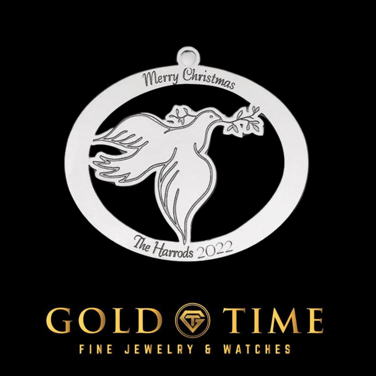 Sterling Silver Personalized Christmas Dove Ornament with Olive Branch  Custom Engraved Holiday Gift  Made in USA Keepsake