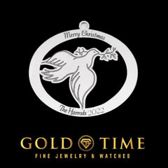 Sterling Silver Personalized Christmas Dove Ornament with Olive Branch  Custom Engraved Holiday Gift  Made in USA Keepsake