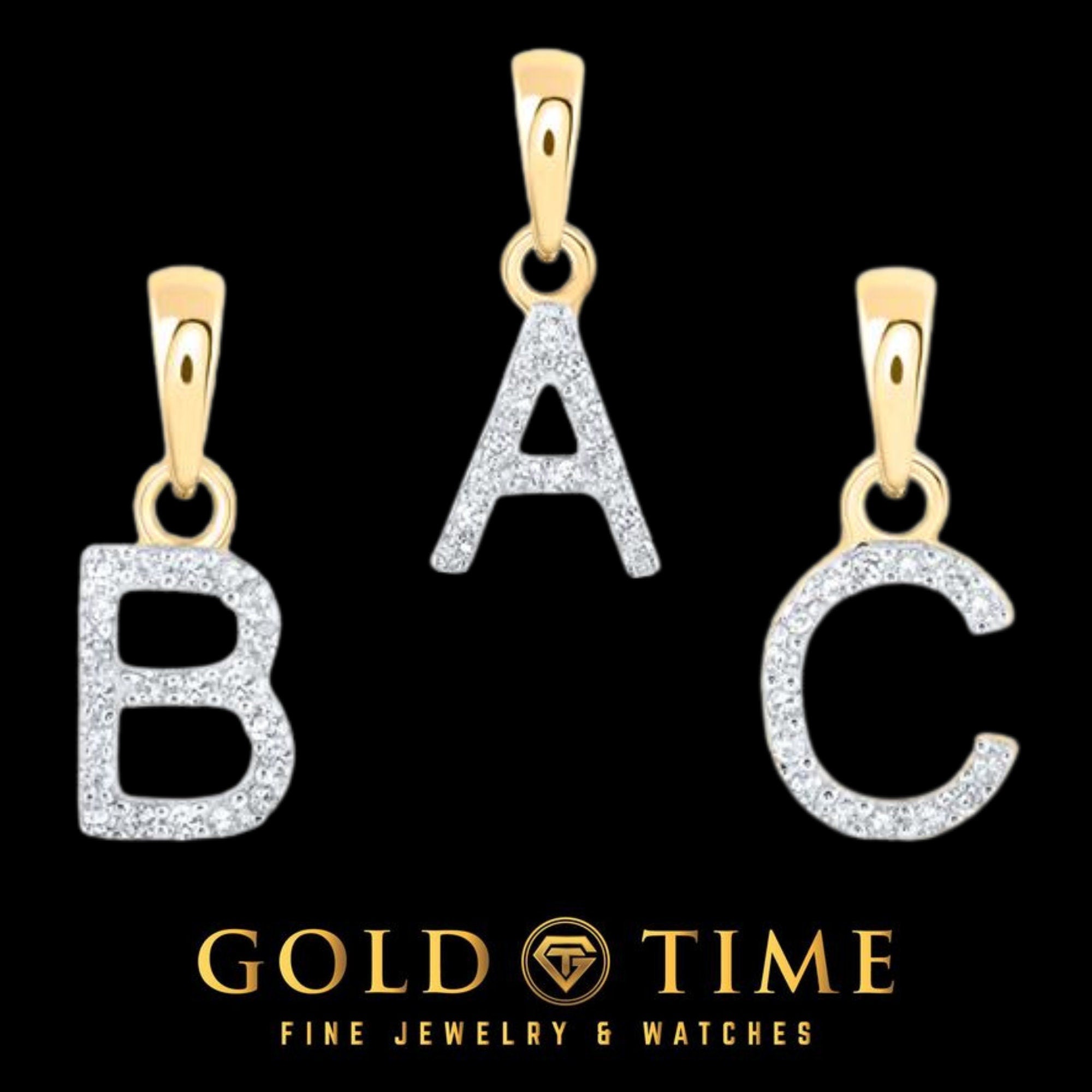 10k Gold & Diamond Initial Pendant - .25 CTTW Natural Diamonds - Personalized Letter Charm Necklace - Custom Dangling Name Jewelry