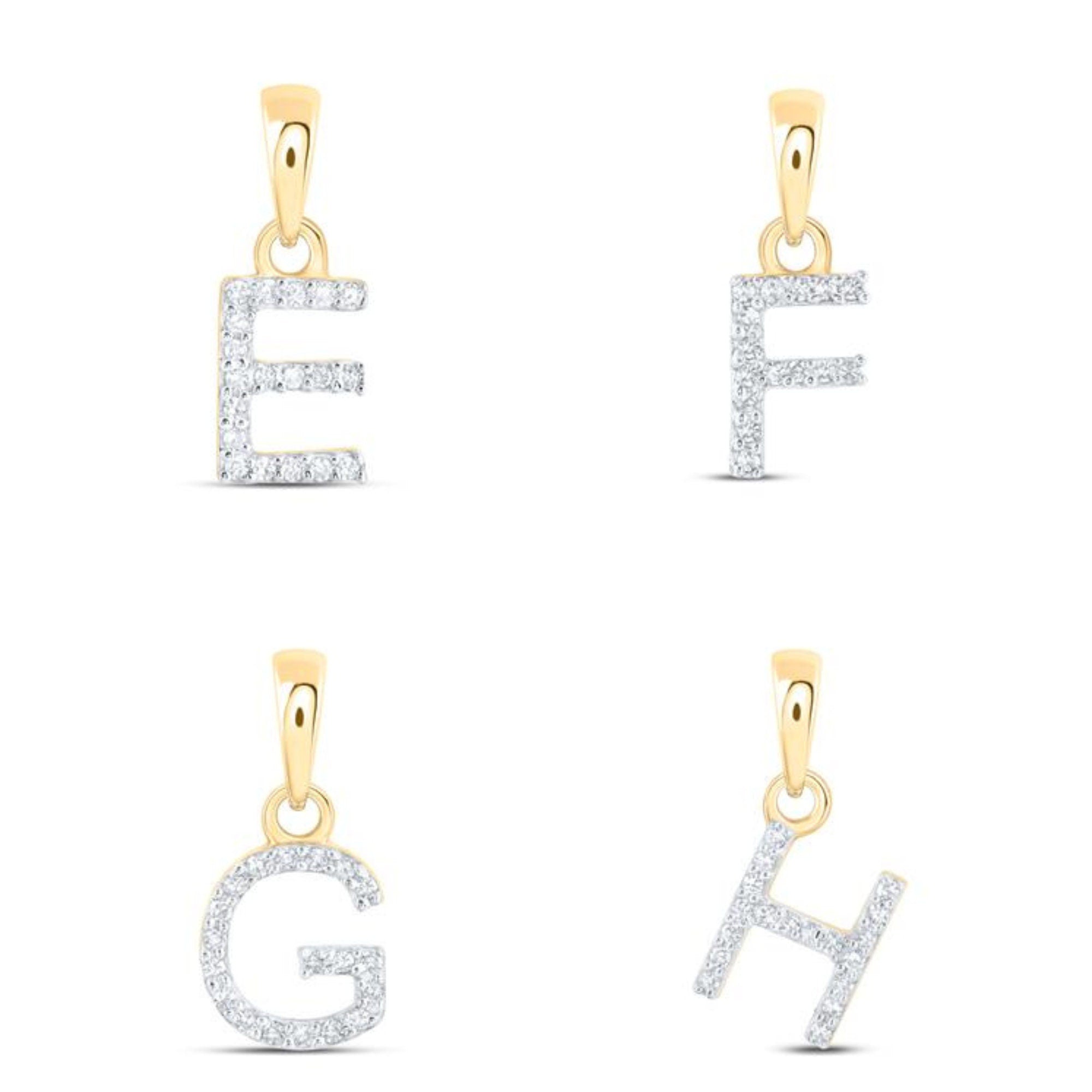 10k Gold & Diamond Initial Pendant - .25 CTTW Natural Diamonds - Personalized Letter Charm Necklace - Custom Dangling Name Jewelry