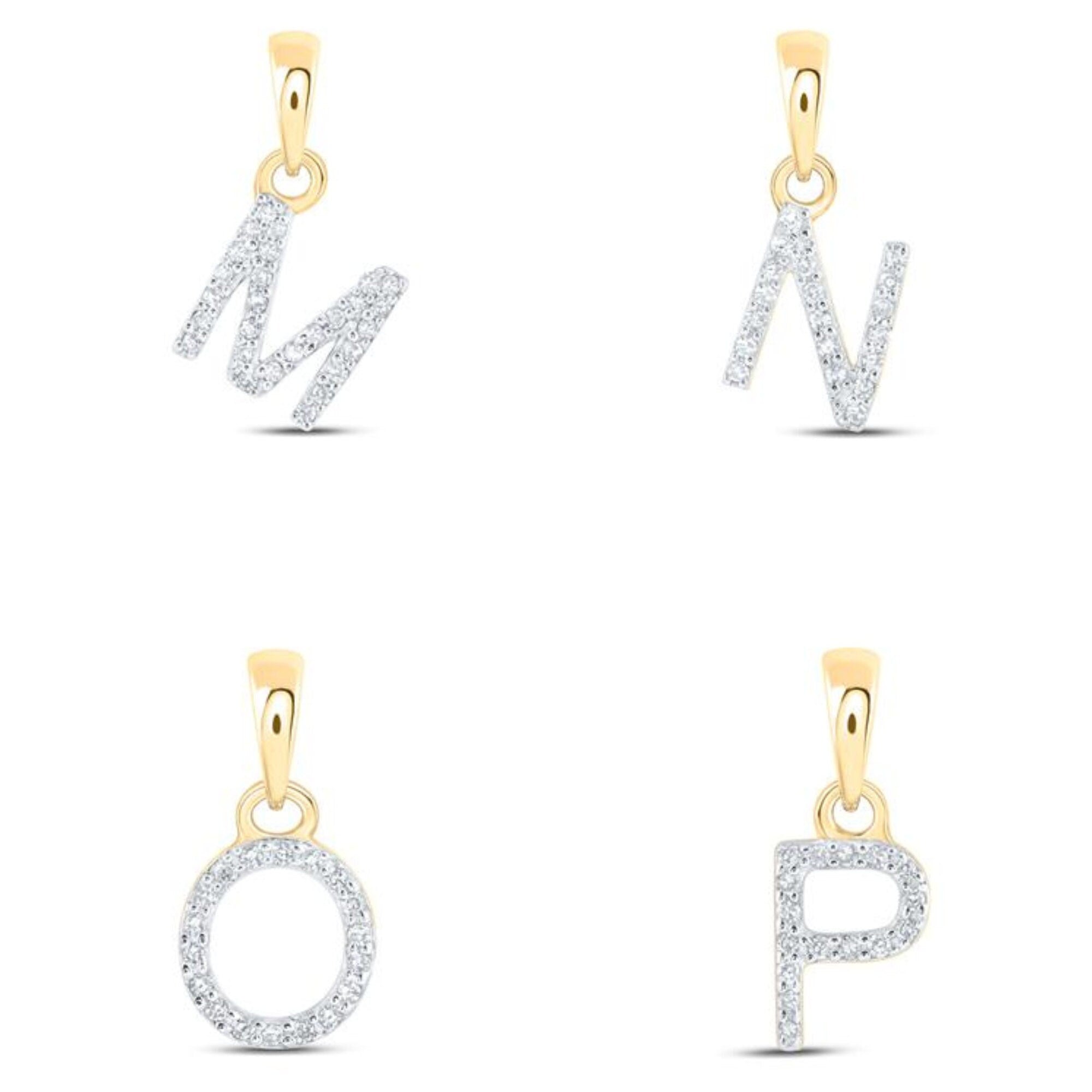 10k Gold & Diamond Initial Pendant - .25 CTTW Natural Diamonds - Personalized Letter Charm Necklace - Custom Dangling Name Jewelry