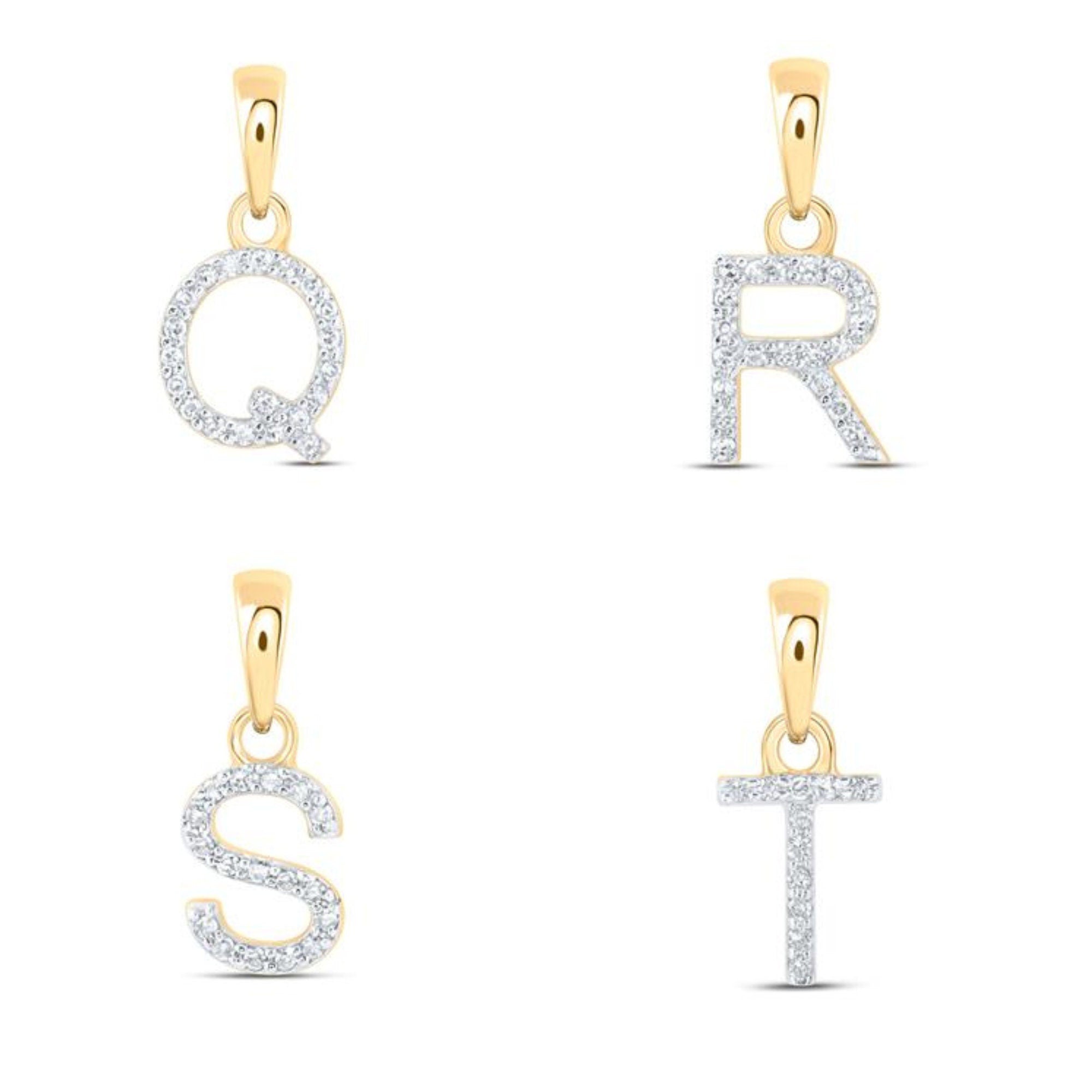 10k Gold & Diamond Initial Pendant - .25 CTTW Natural Diamonds - Personalized Letter Charm Necklace - Custom Dangling Name Jewelry