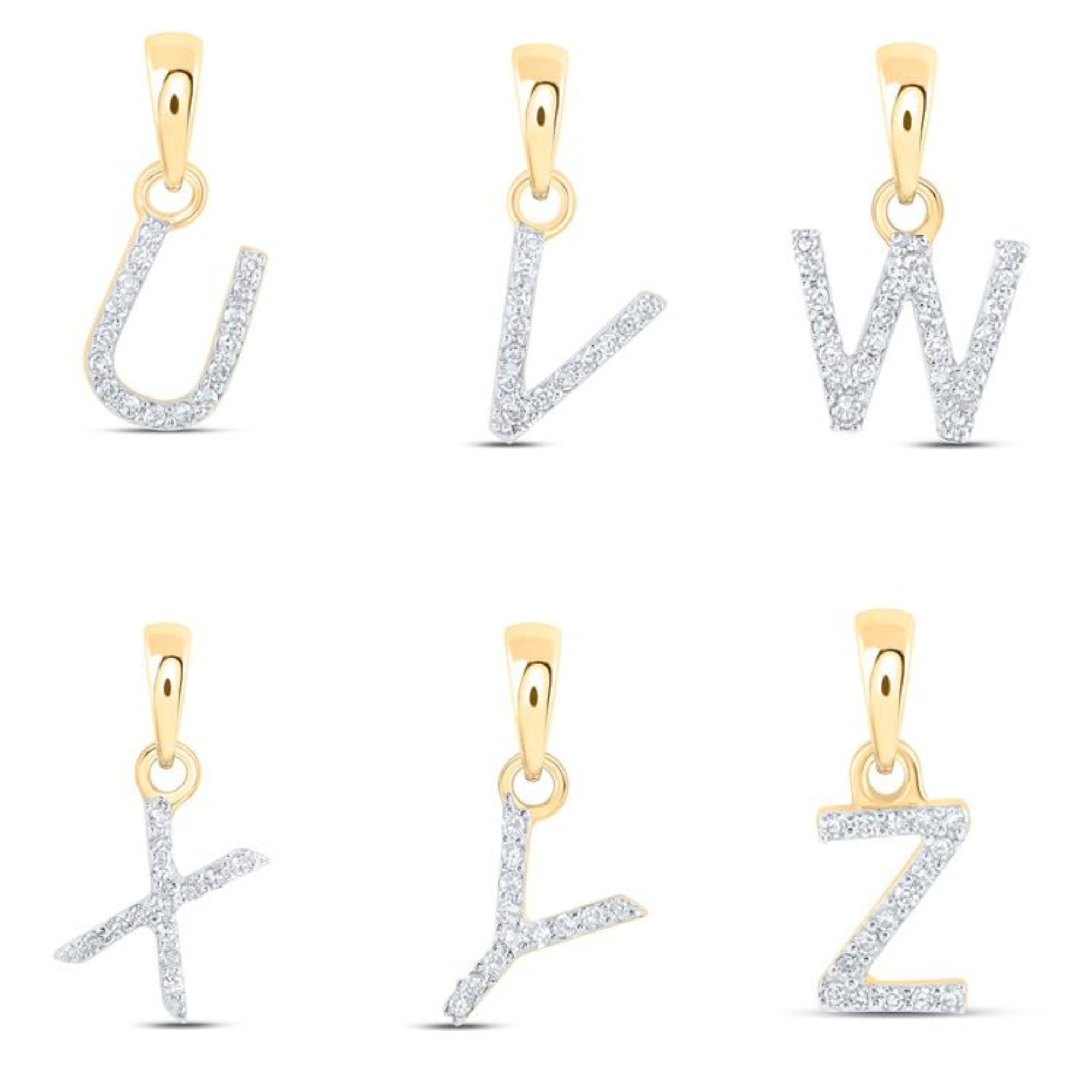 10k Gold & Diamond Initial Pendant - .25 CTTW Natural Diamonds - Personalized Letter Charm Necklace - Custom Dangling Name Jewelry