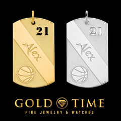 Personalized Basketball Number and Name Pendant Polished and Brushed Finish- Guard, Coach, Forward, Center, Sixth Man, Full Court, Dunk