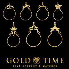 14K Gold Charm Holder Pendant  Butterfly, Cross, Heart Key & More  40mm Length  Fine Jewelry for Charms  Multiple Design Options