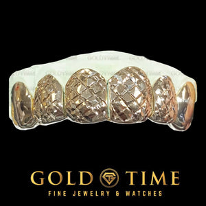 Trillion diamond cut grillz with solid canines