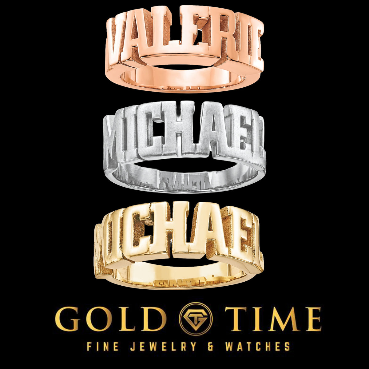 Custom Personalized Name Ring for Men or Women - 10k 14k Silver