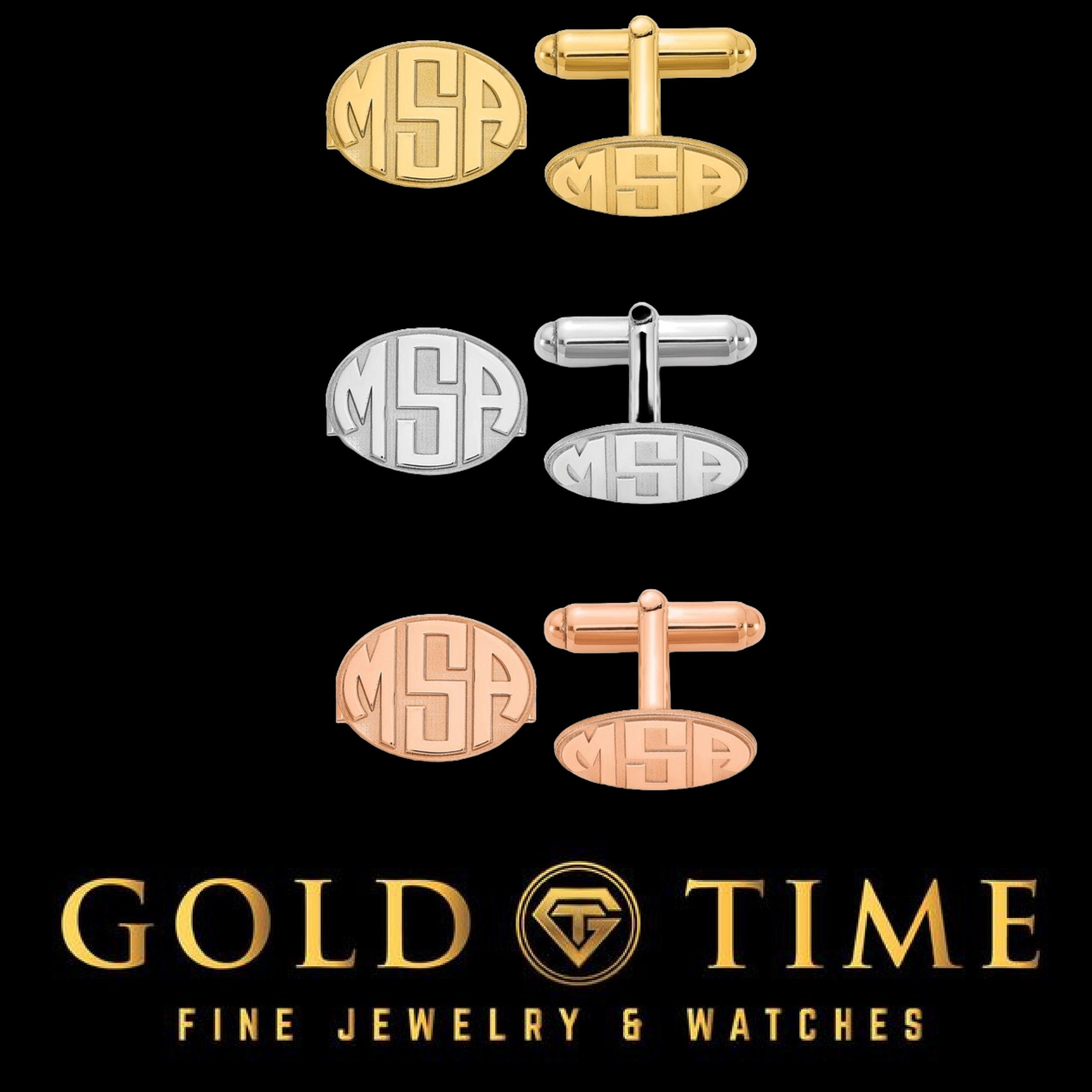 Personalized Raised Monogram Cuff Links - Available in Sterling Silver or 14K Gold - Elegant Gift for Him