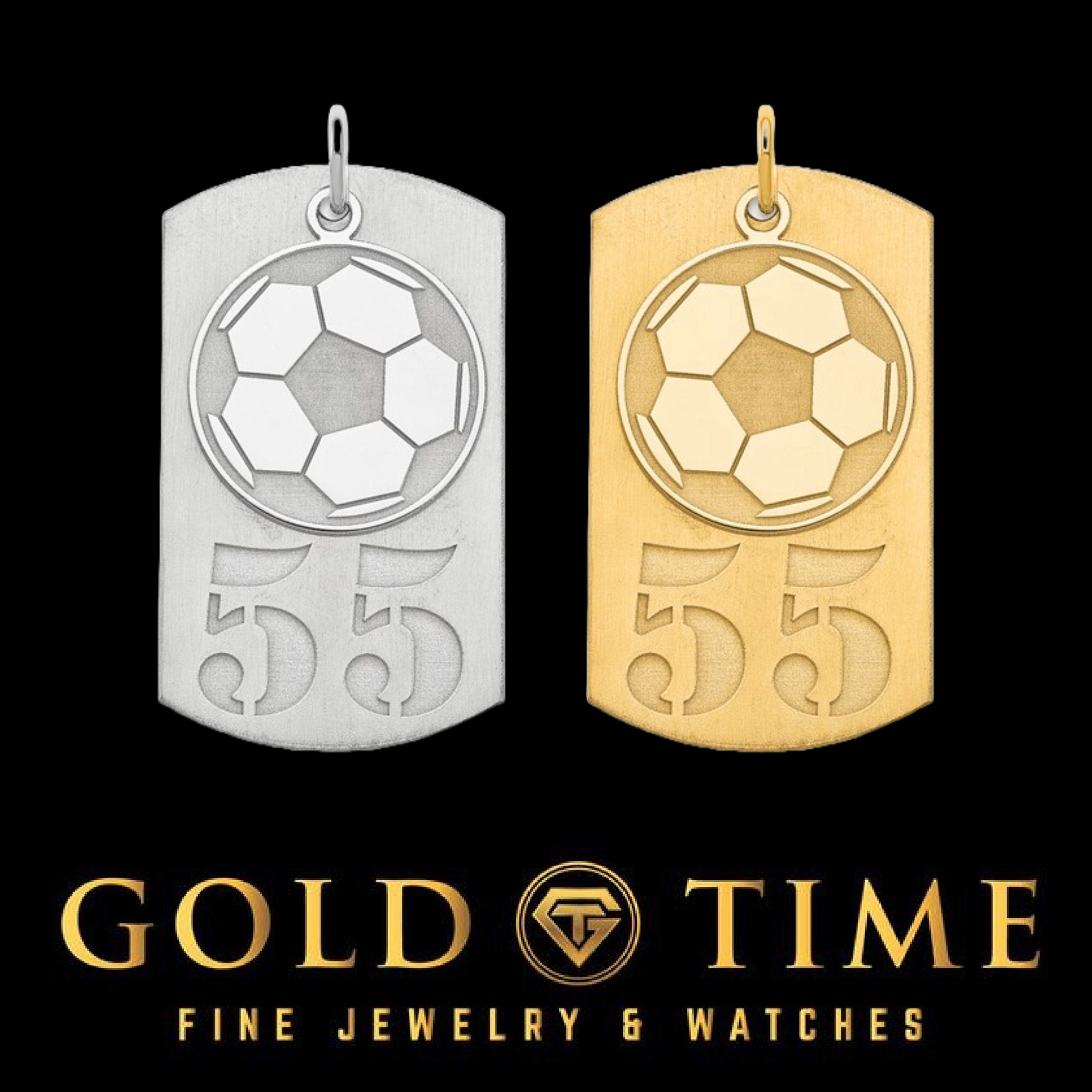 Custom Soccer Jersey Number Dog Tag: Sterling Silver or Gold Plated