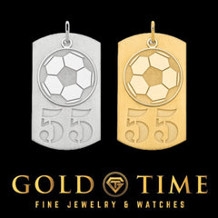 Custom Soccer Jersey Number Dog Tag: Sterling Silver or Gold Plated