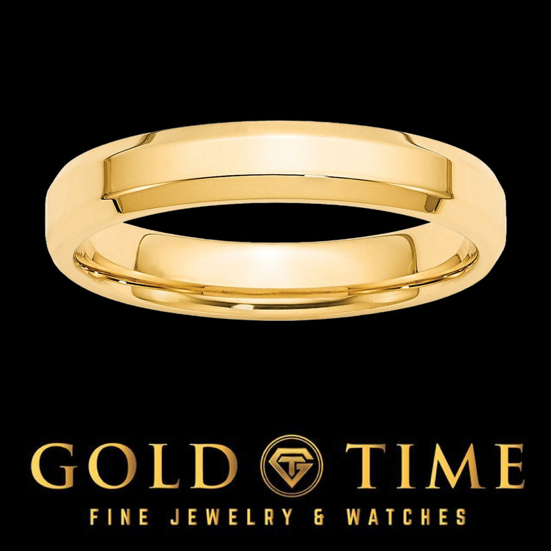 Yellow gold 4mm beveled wedding band