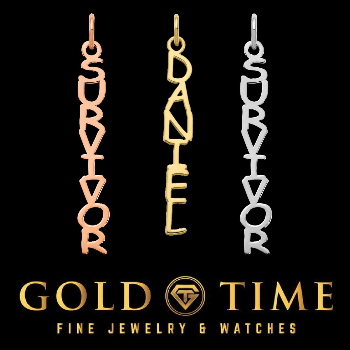 Custom Vertical Name Plate Charm  Personalized Pendant or Bracelet Charm, Dainty, Made to Order in Silver or Gold