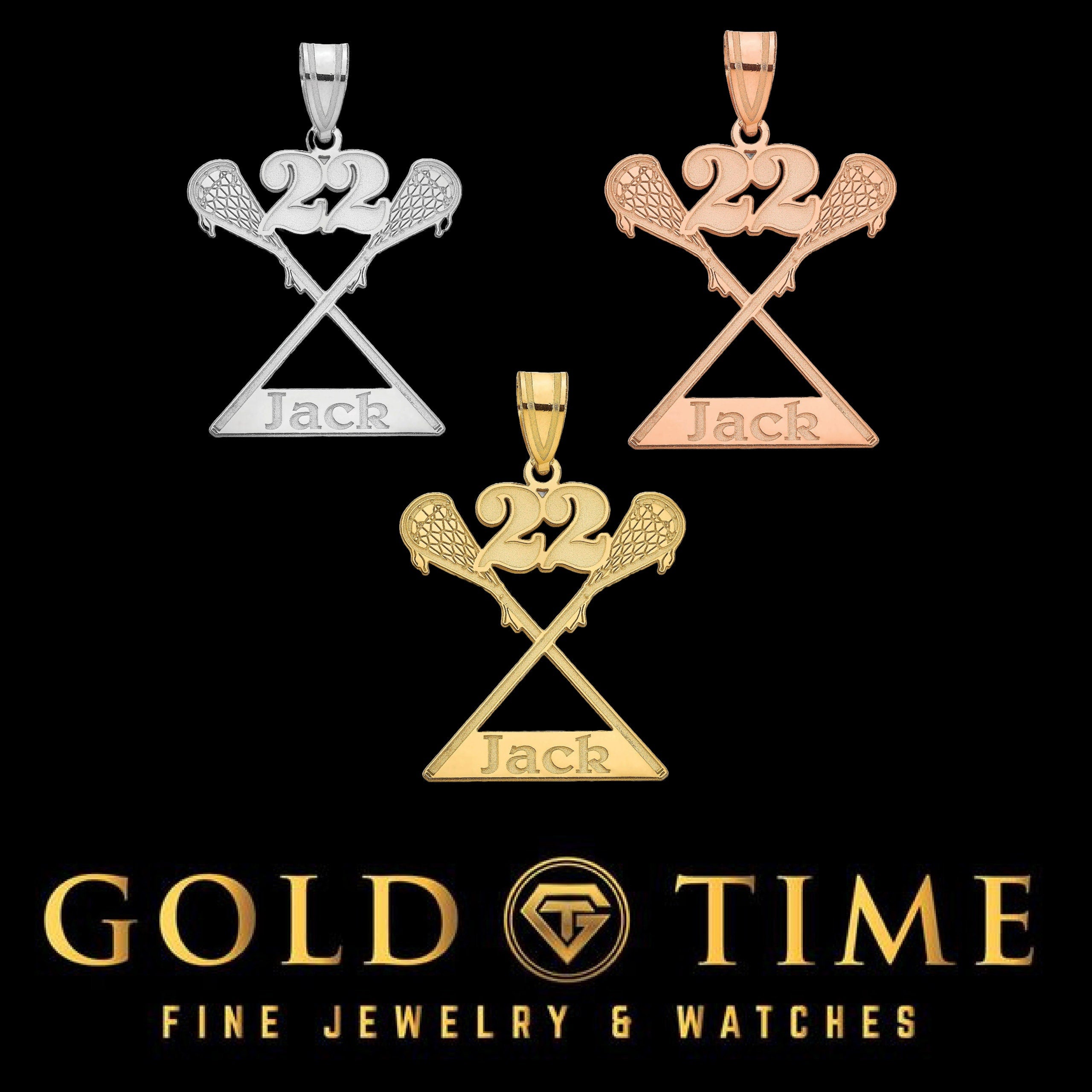 Custom Lacrosse Pendant with Name & Jersey Number  Personalized Sports Necklace in Silver or Gold  Gift for Lacrosse Player