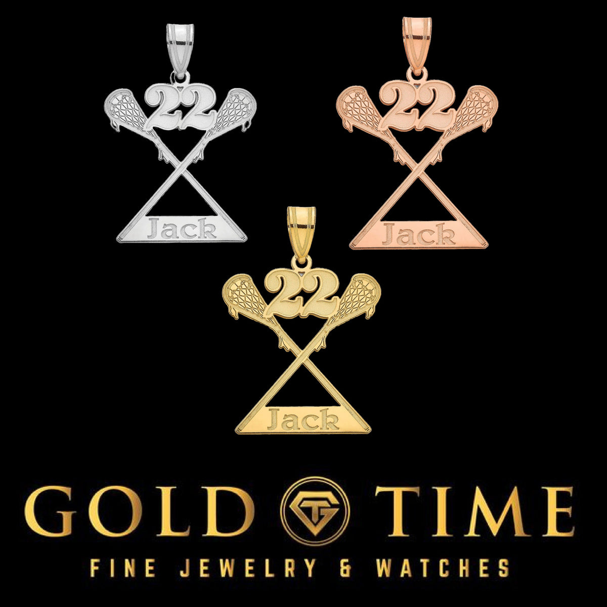 Custom Lacrosse Pendant with Name & Jersey Number  Personalized Sports Necklace in Silver or Gold  Gift for Lacrosse Player