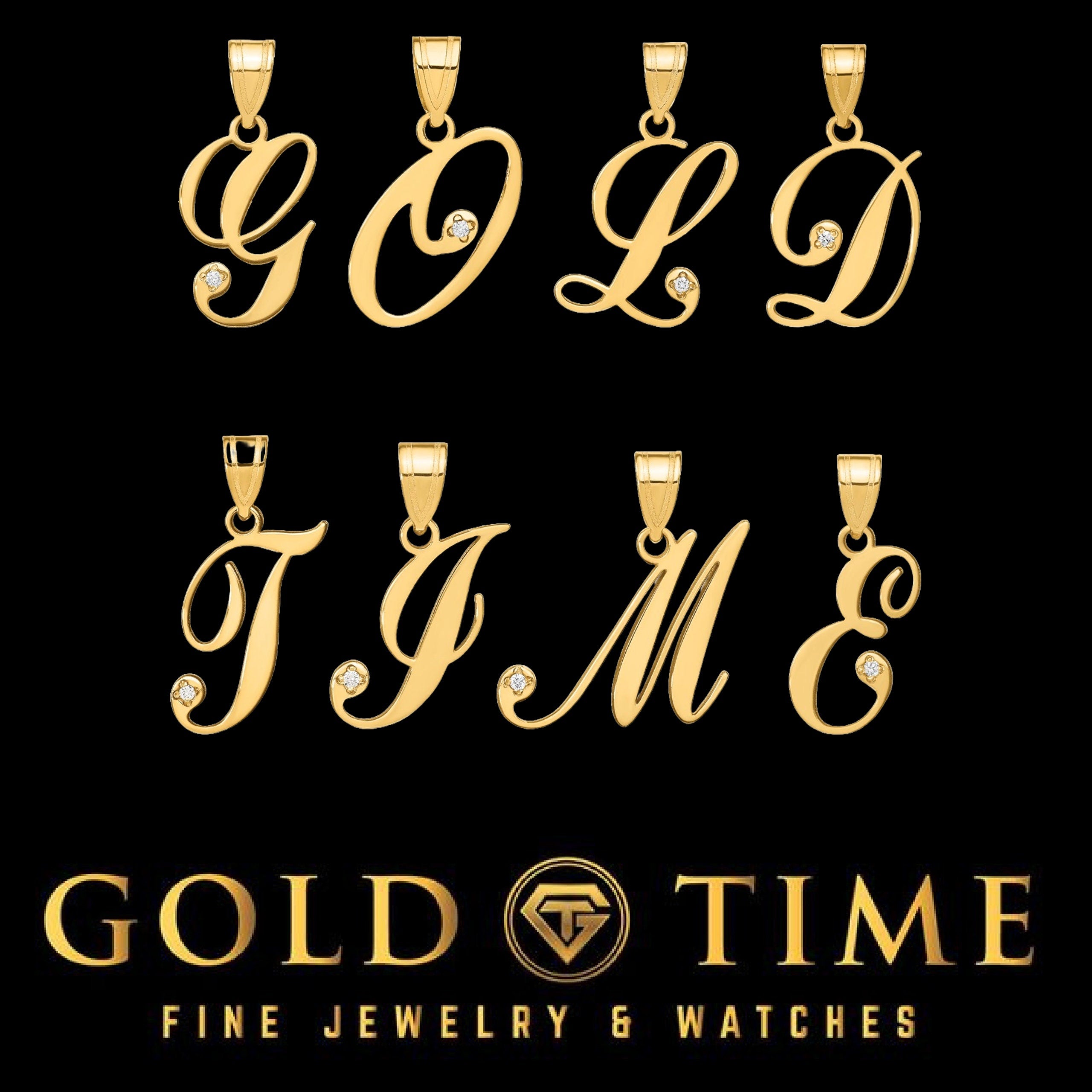 14K Gold Script Initial Pendant with Natural Diamond  Custom A-Z Letter Necklace Charm  Fine Jewelry Gift