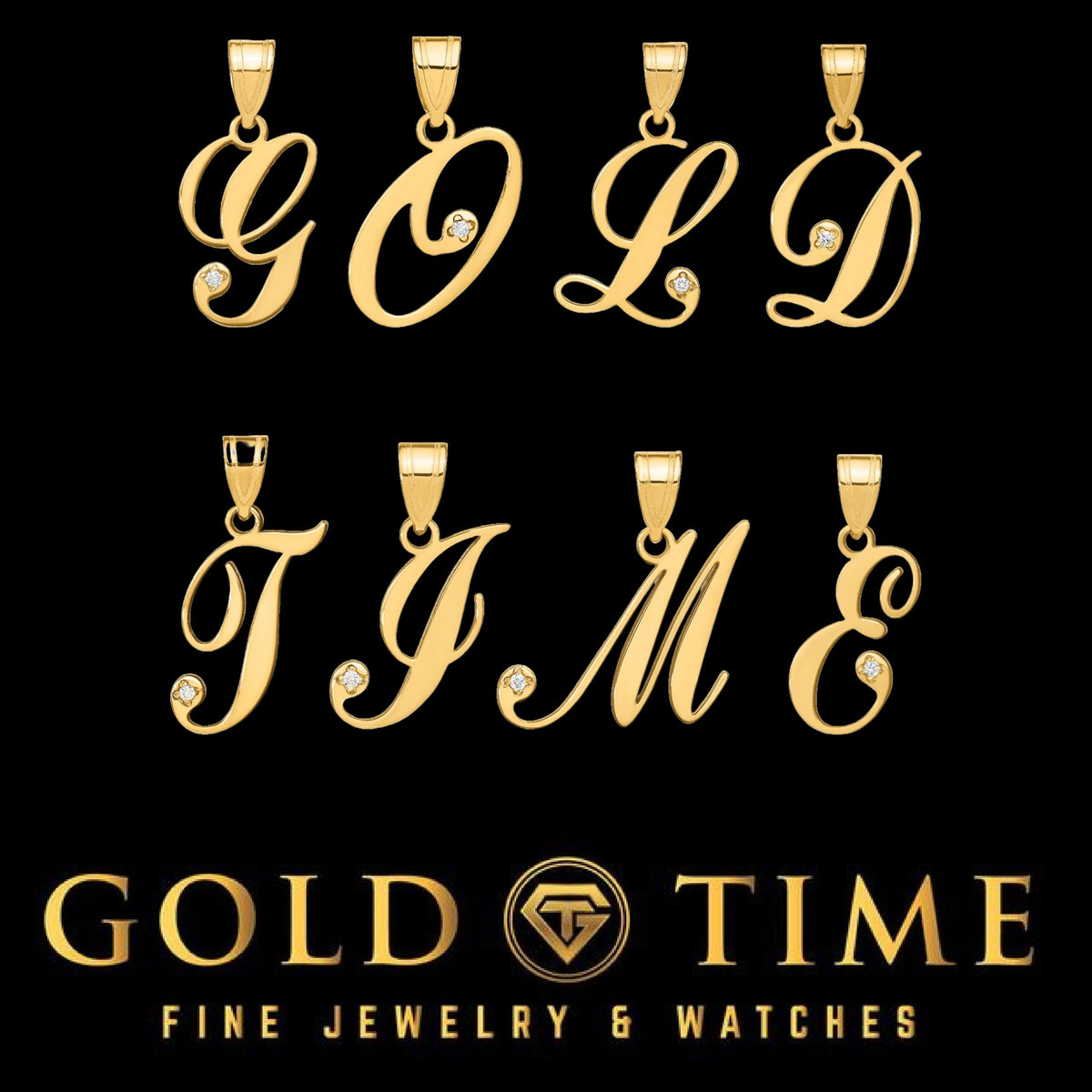 14K Gold Script Initial Pendant with Natural Diamond  Custom A-Z Letter Necklace Charm  Fine Jewelry Gift