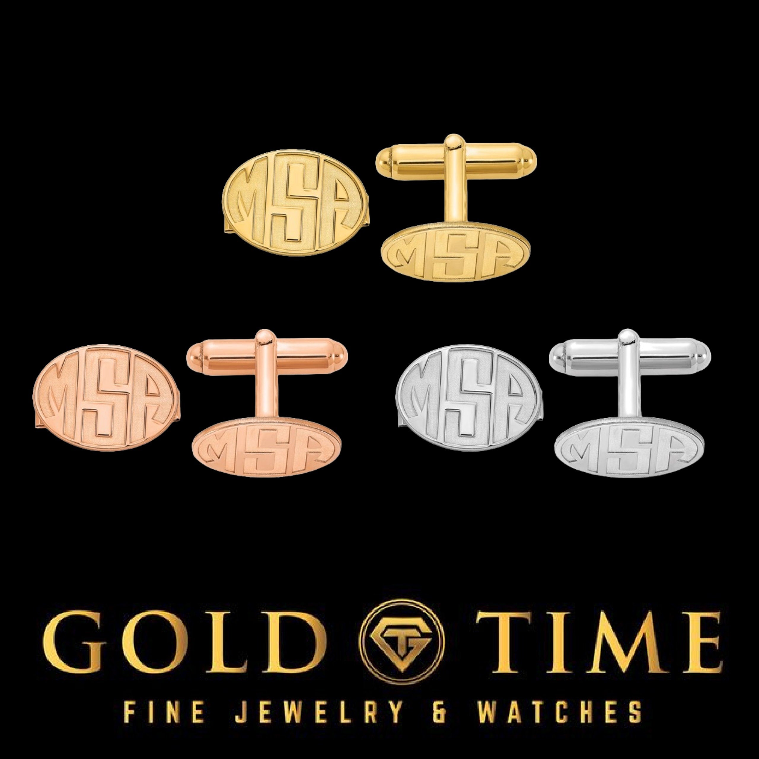 Custom Oval Monogram Cufflinks in Sterling Silver or 14K Gold  Personalized Men's Gift  Recessed Letter Design, Made in USA