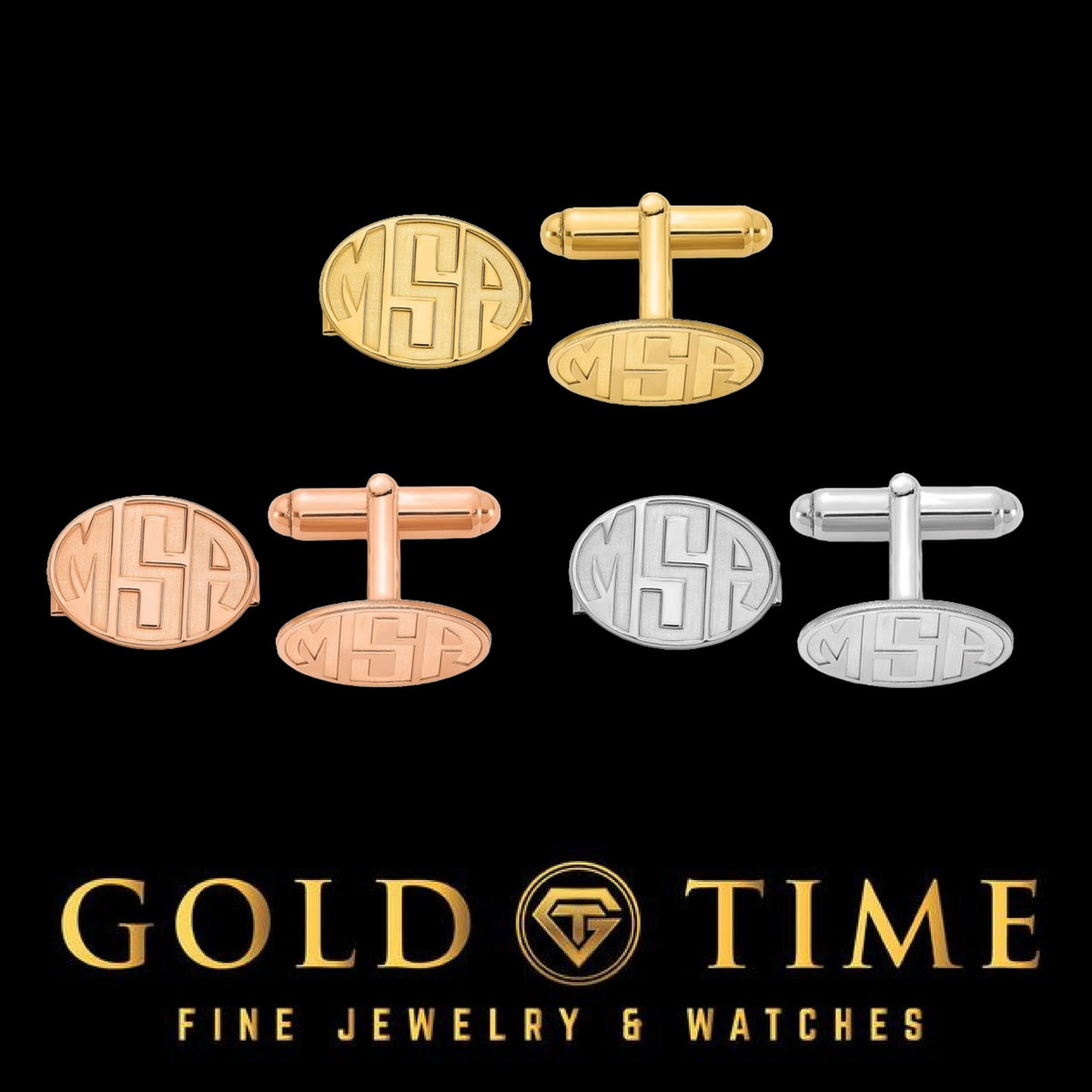 Custom Oval Monogram Cufflinks in Sterling Silver or 14K Gold  Personalized Men's Gift  Recessed Letter Design, Made in USA