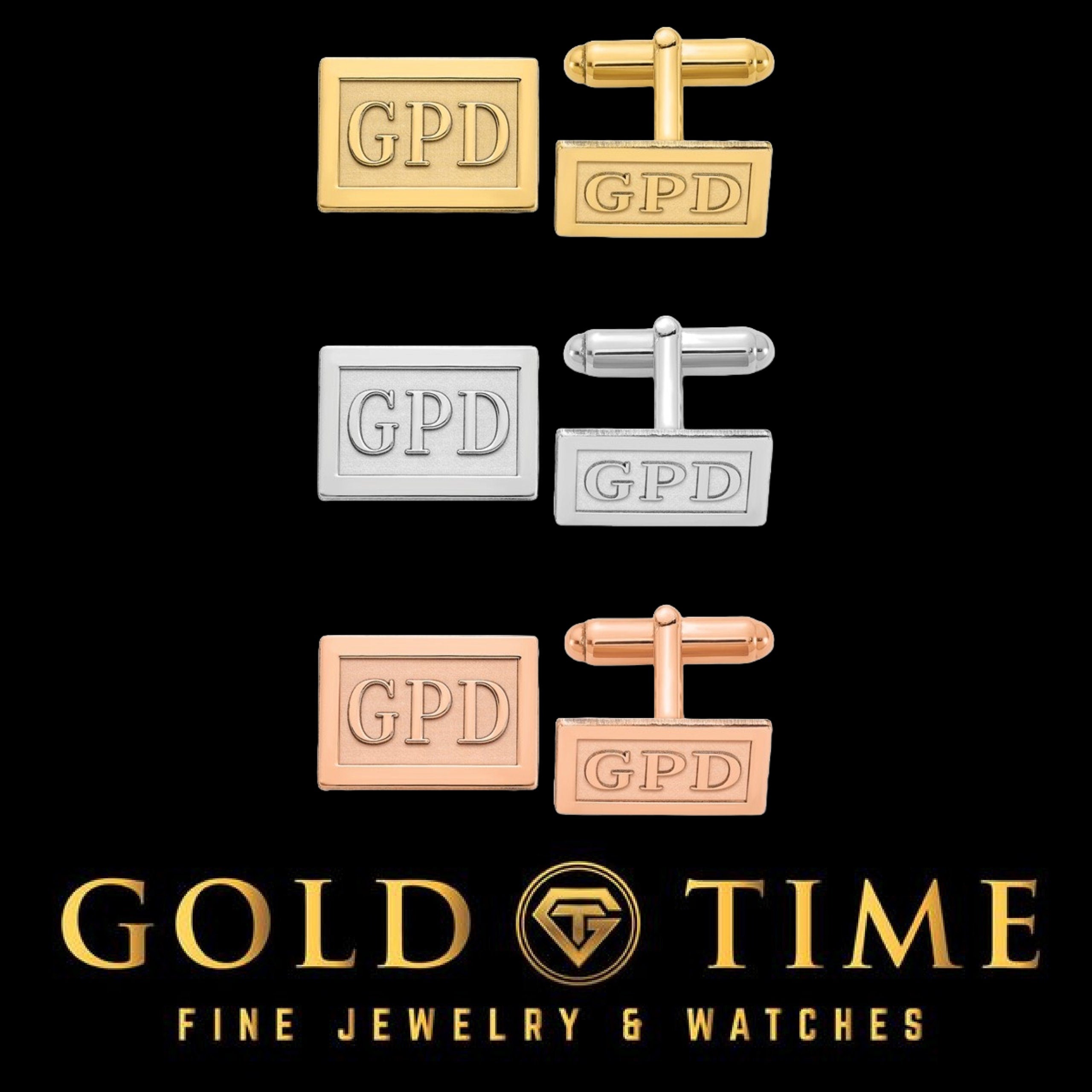 Personalized Monogram Cufflinks in Silver or Gold | Custom Rectangle Initial Cuff Links for Men | Raised Letter Engraved Cufflinks Gift