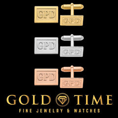 Personalized Monogram Cufflinks in Silver or Gold | Custom Rectangle Initial Cuff Links for Men | Raised Letter Engraved Cufflinks Gift