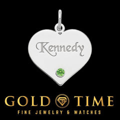 Personalized Sterling Silver Heart Pendant  Custom Engraving (Up to 10 Letters), Birthstone Choice, Elegant Fine Jewelry Gift