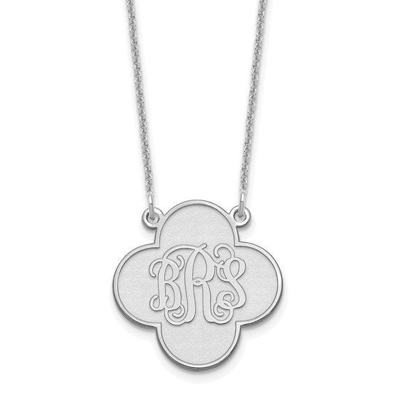 Custom Clover Monogram Necklace  Personalized 3-Letter Pendant in Silver or Gold  16-20 Inch Chain  Made to Order Jewelry Gift