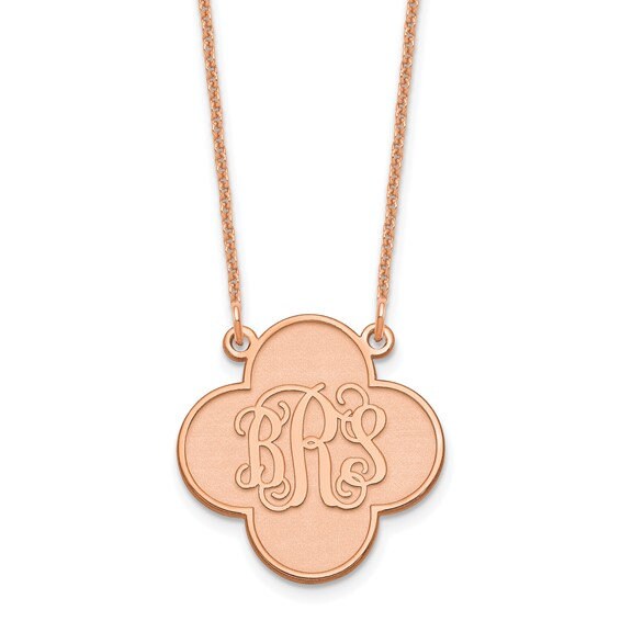 Custom Clover Monogram Necklace  Personalized 3-Letter Pendant in Silver or Gold  16-20 Inch Chain  Made to Order Jewelry Gift
