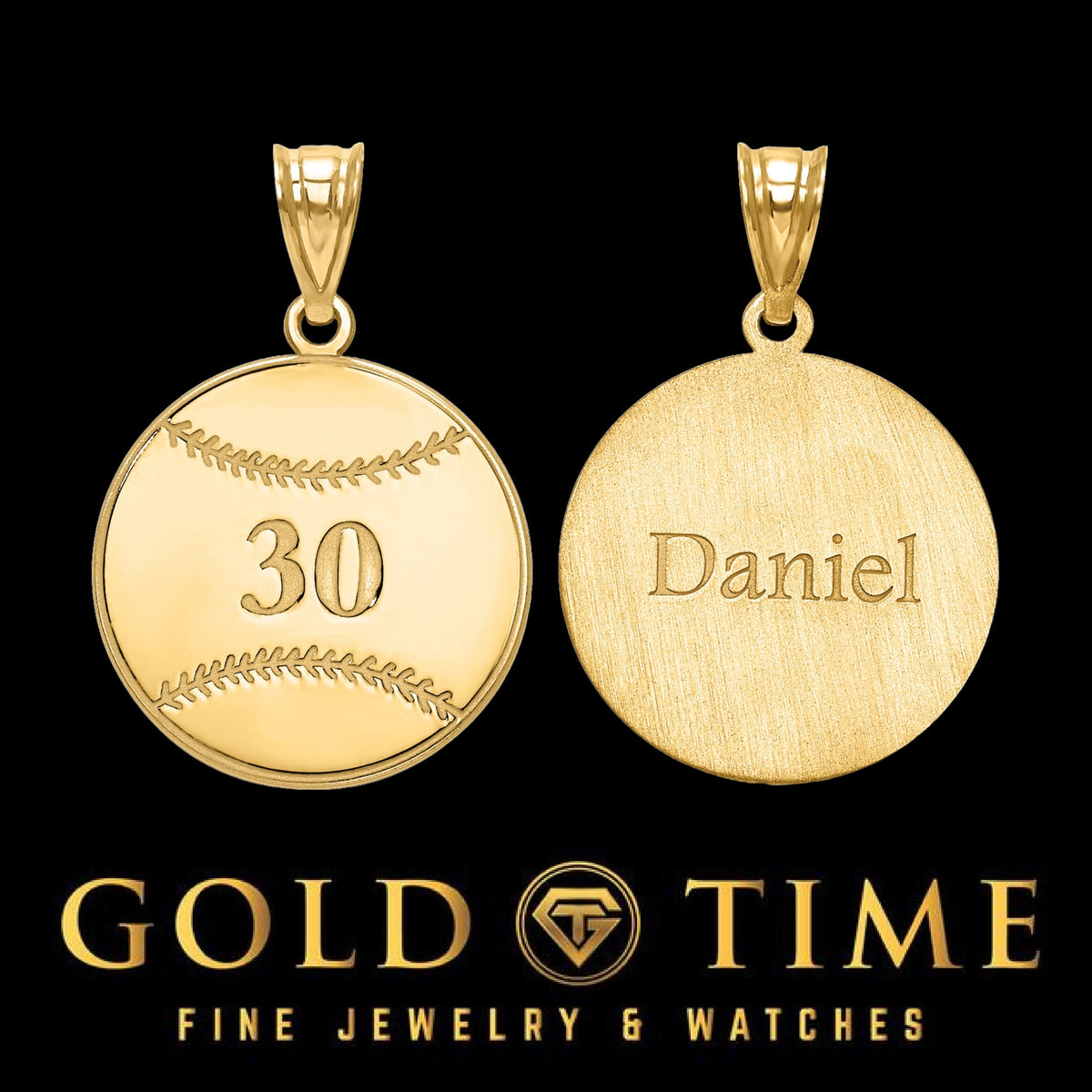 Custom Engraved Baseball Jersey Number and Name Pendant: Sterling Silver or Gold