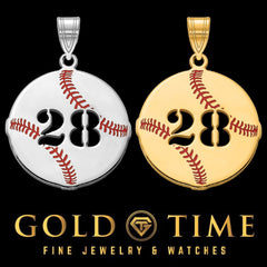 Custom Baseball Pendant with Jersey Number in Sterling Silver - Personalized Sports Jewelry