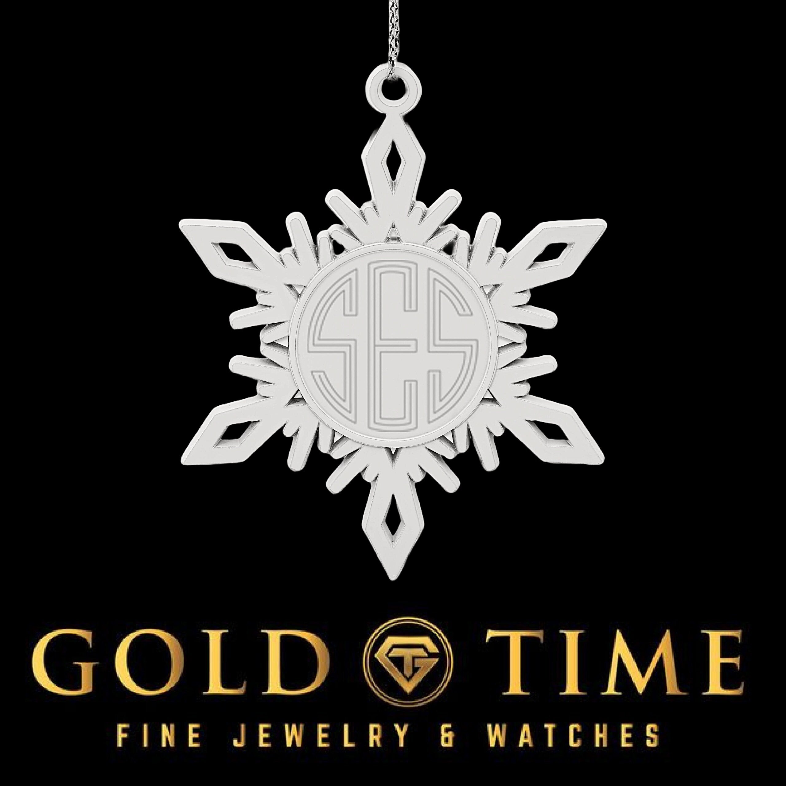 Personalized Snowflake Ornament  White Pewter Christmas Gift  Custom Engraving Front & Back  3" Holiday Keepsake