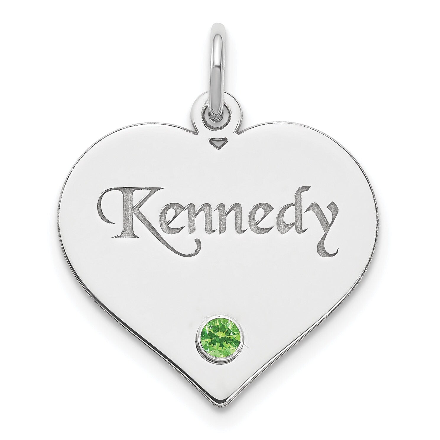 Personalized Sterling Silver Heart Pendant  Custom Engraving (Up to 10 Letters), Birthstone Choice, Elegant Fine Jewelry Gift