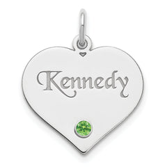Personalized Sterling Silver Heart Pendant  Custom Engraving (Up to 10 Letters), Birthstone Choice, Elegant Fine Jewelry Gift