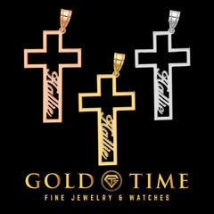 Personalized Cross Name Pendant - Sterling Silver, Gold, Rose Gold - Custom Engraved Cursive Name Jewelry - Religious Keepsake Gift