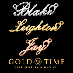 Personalized Cursive Script Embassy Font Nameplate or Necklace - Sterling Silver, 10k, 14k Gold - Yellow, White, Rose