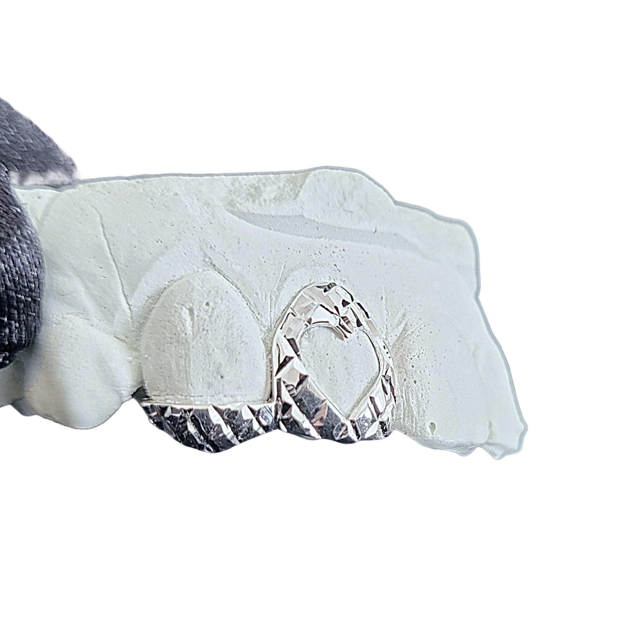 Custom Double Cap Grillz with Heart Cutout & Trillion Diamond Cuts  Incisor and Canine Tip  10K 14K Gold or Silver  Handmade Set