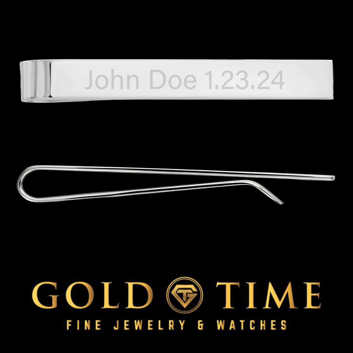 Sterling Silver Tie Bar – Engravable Front & Back, 50mm Men’s Accessory, Personalized Gift for Groom, Dad, or Groomsmen