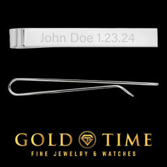 Sterling Silver Tie Bar – Engravable Front & Back, 50mm Men’s Accessory, Personalized Gift for Groom, Dad, or Groomsmen