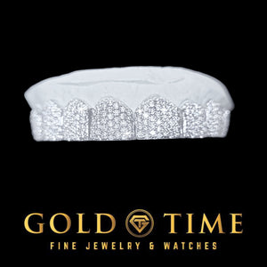 Custom 8 piece fully iced honeycomb moissanite grill with perm cuts on a dental mold, Gold Time