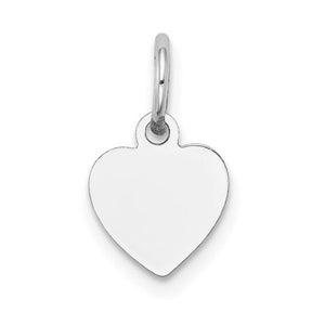 White gold polished heart charm with an open bail