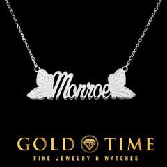 Butterfly Name Necklace: Solid Gold or Sterling Silver, Personalized Jewelry
