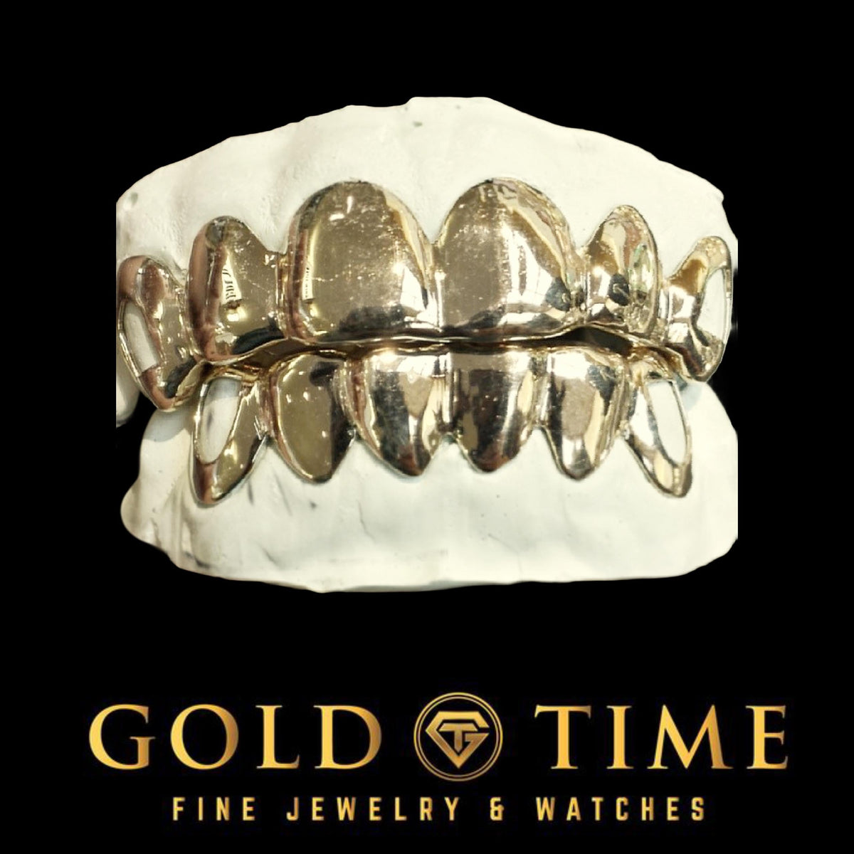 12-Piece Custom Grillz Set with Open Face Canines  Solid Gold or Silver Teeth Caps  Personalized Handmade Grill with Impression Kit