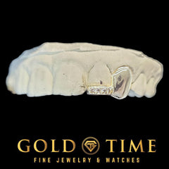 Custom Gold Grillz: Solid Canine & Moissanite Tip - Handmade Fit, Impression Kit