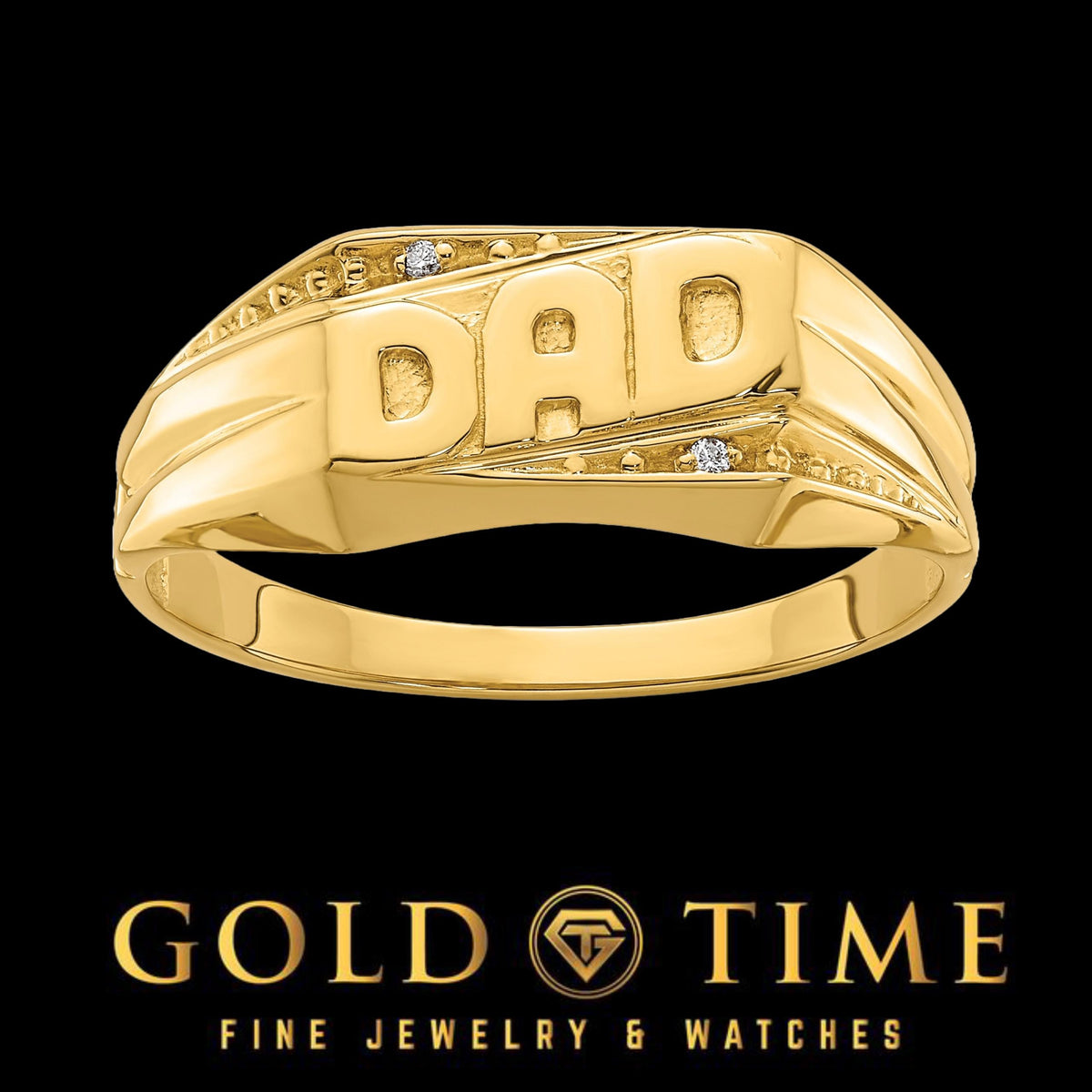 10K or14K Yellow Gold and Diamond "Dad" Ring